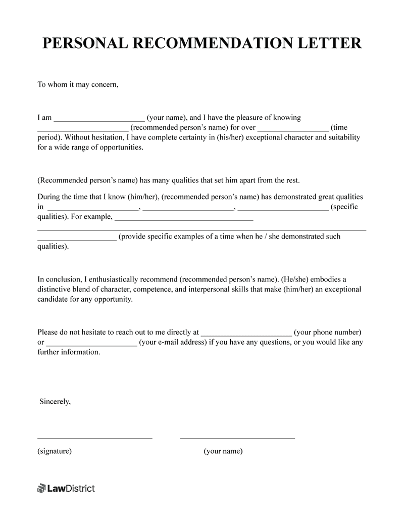 Personal Reference Letter Of Recommendation Template: Boost Your Credibility!