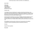 Personal Reference Letter Of Recommendation Template