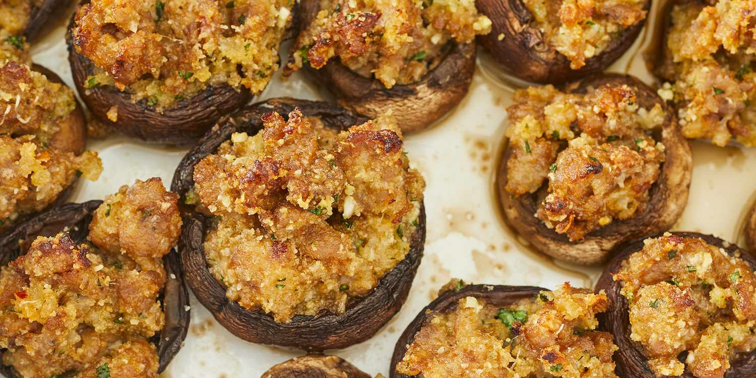 Sausage And Stuffing Stuffed Mushrooms