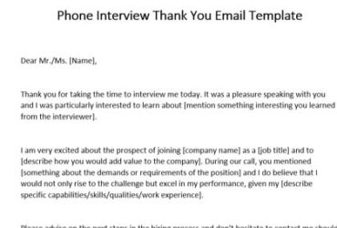 Short Thank You Email Example After Phone Interview